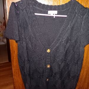 Button down black knit sweater, Size L